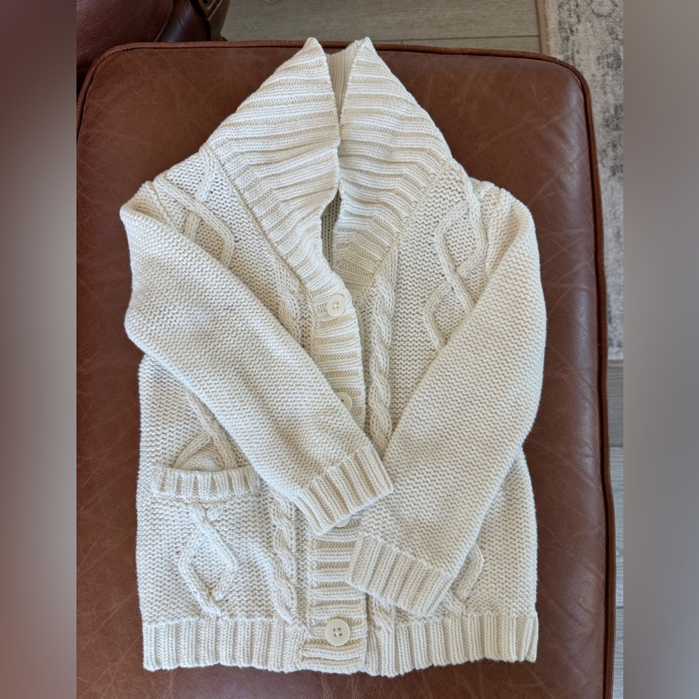 Carter’s Cream Cable Knit Cardigan Sweater | Toddler 2T | 100% Cotton Button-Up
